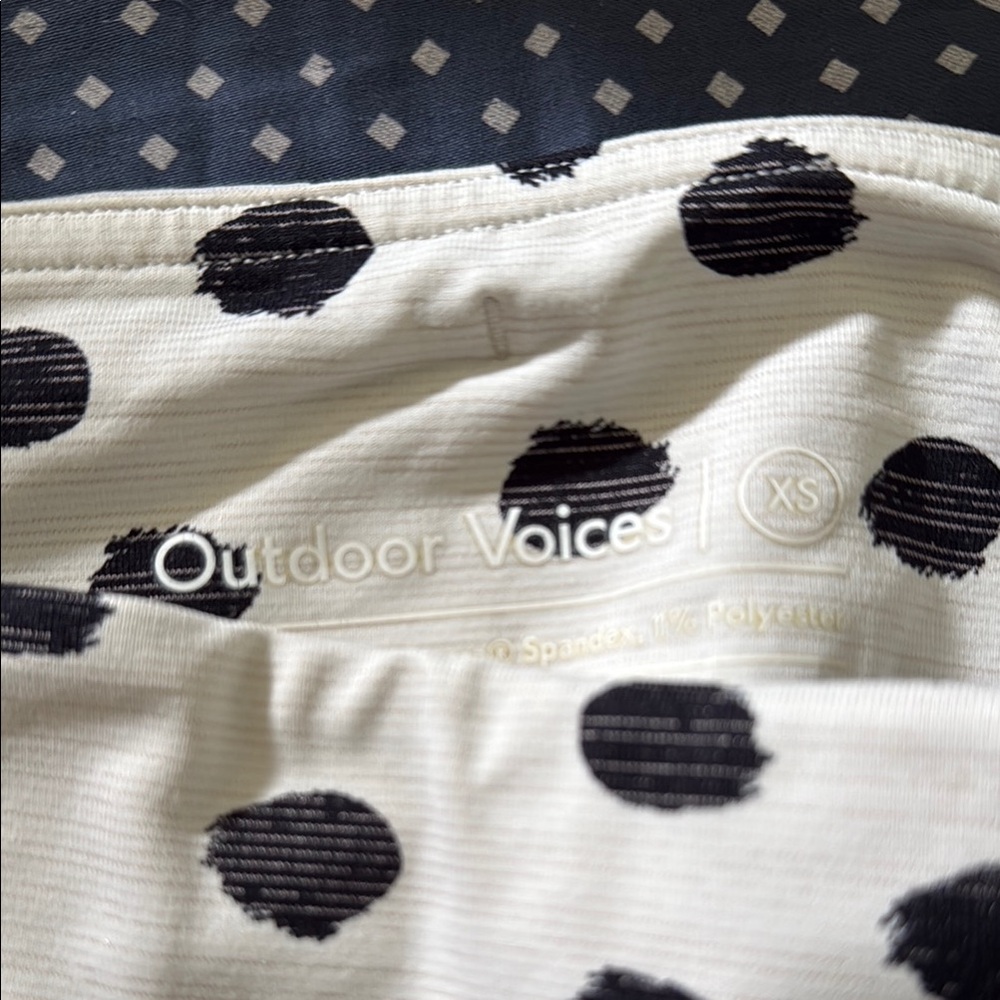 Outdoor Voices Cream and Black Polka Dot Leggings